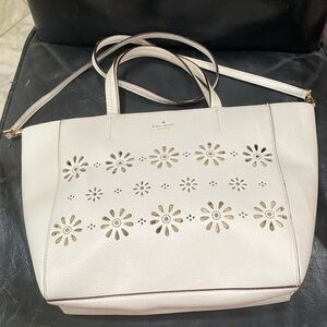 Kate Spade New York white daisy purse bag cowhide leather detachable cross body